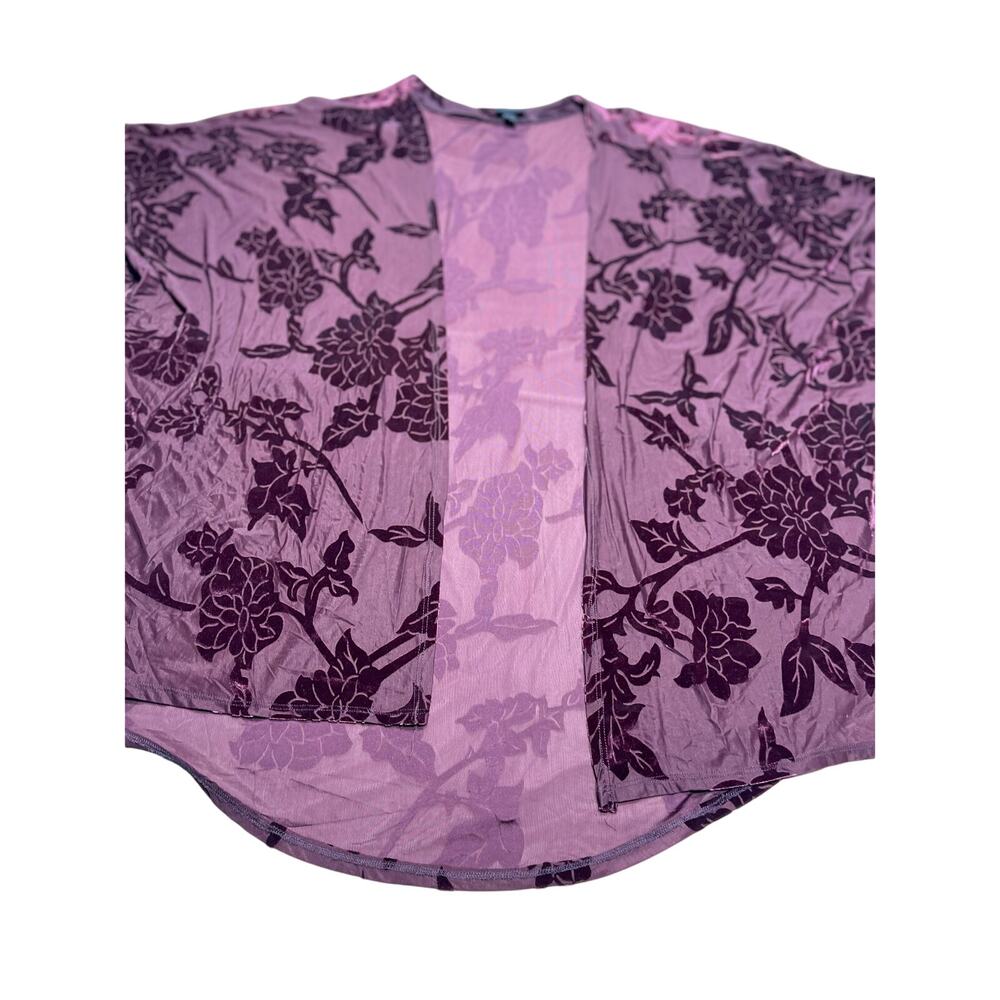 Torrid Size 3 Floral Burnout Velvet Kimono Open Front Mauve Plum Plus